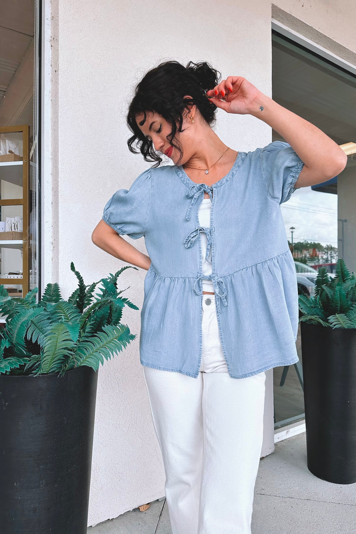 Charlotte Chambray Top