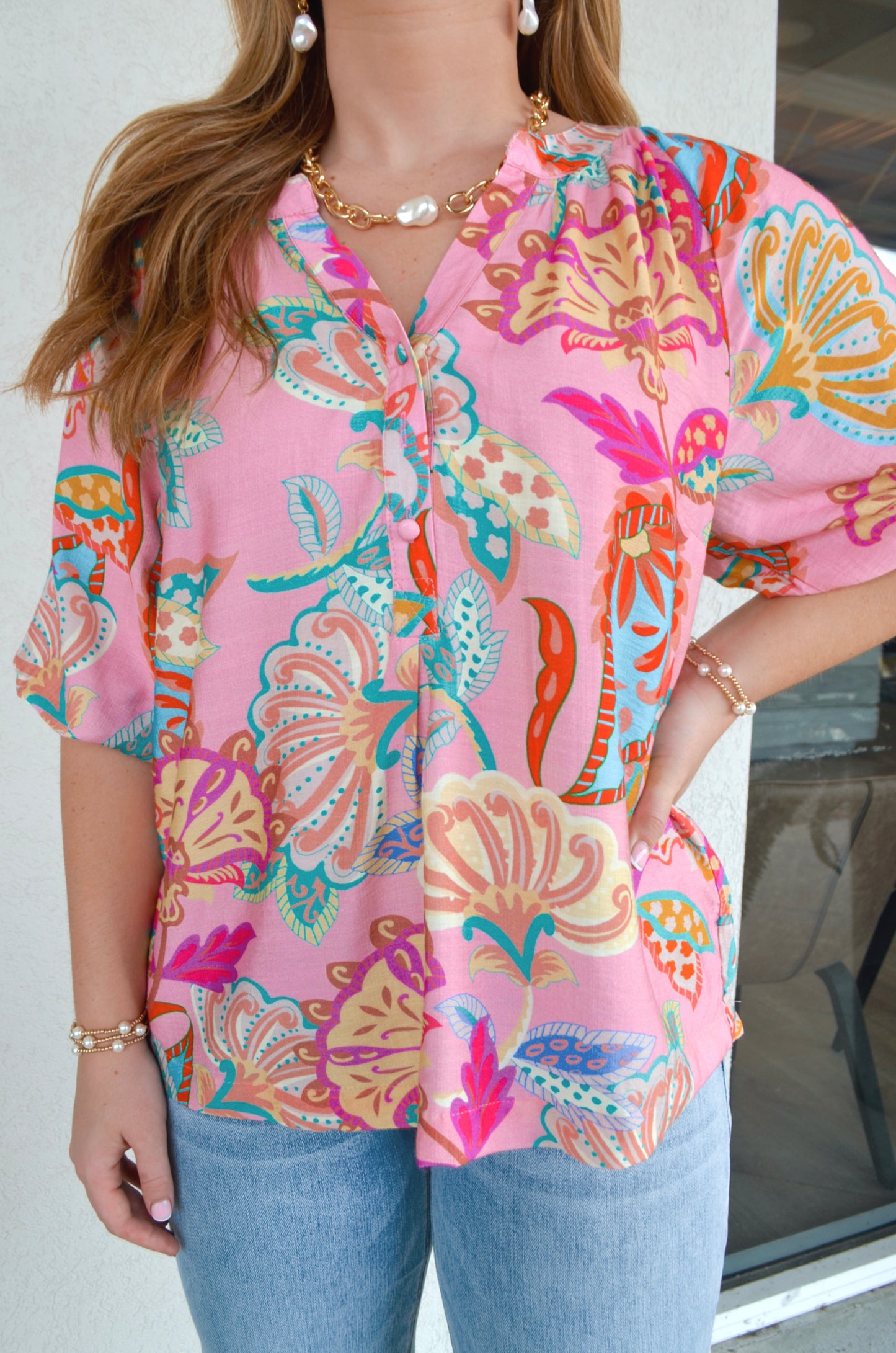 Coraline Half Button-Down Top