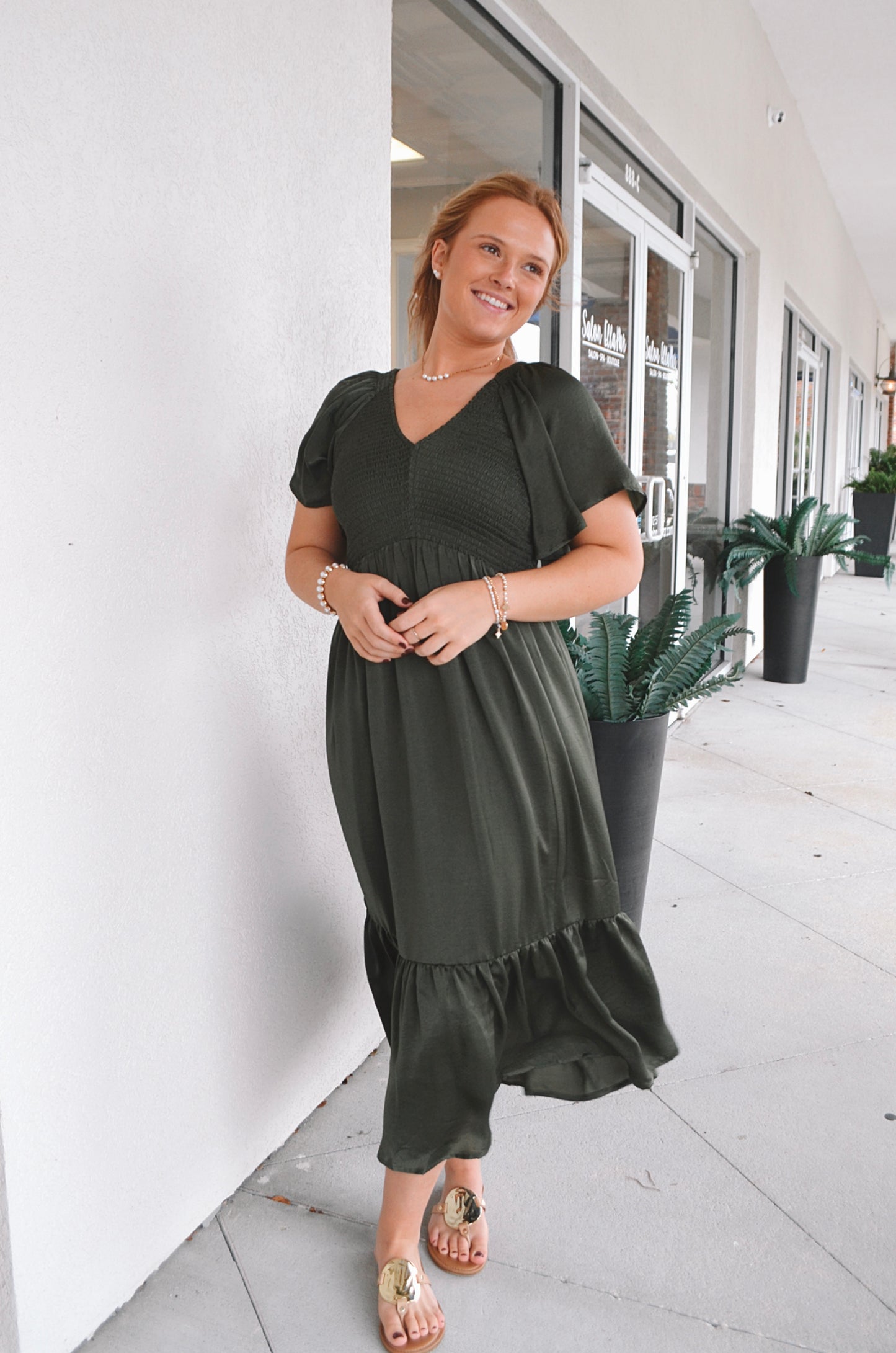Regal Satin Midi Dress