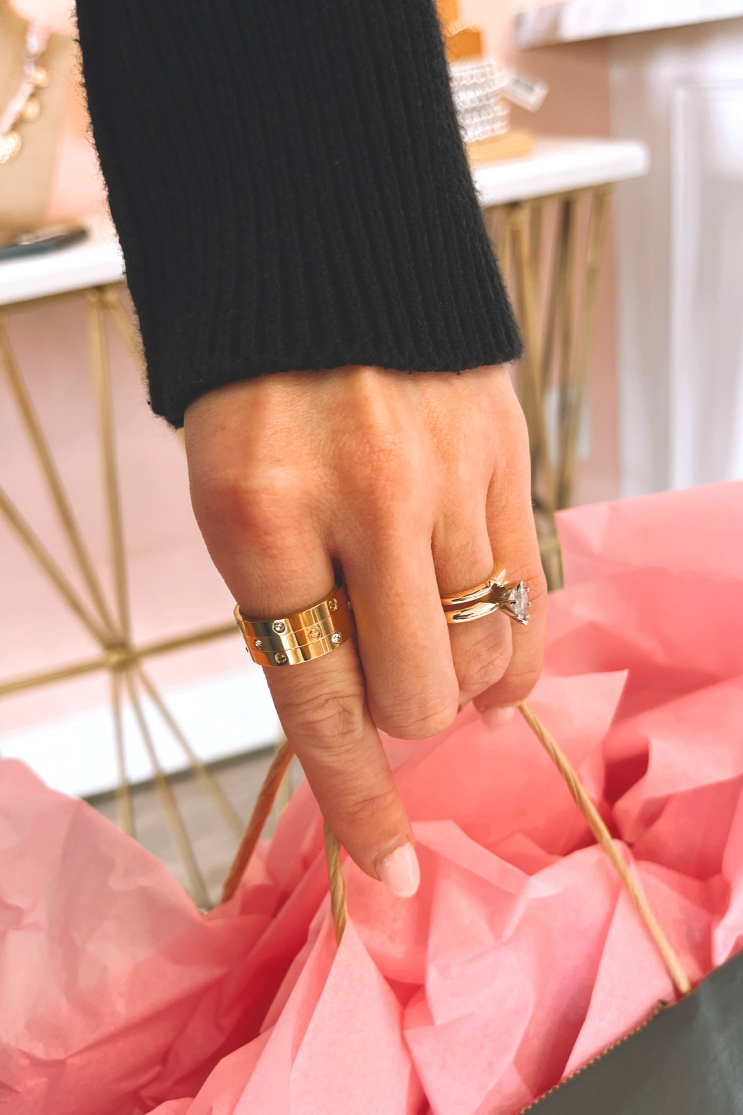 SS Pave Ring Set - Boutique EllaPar