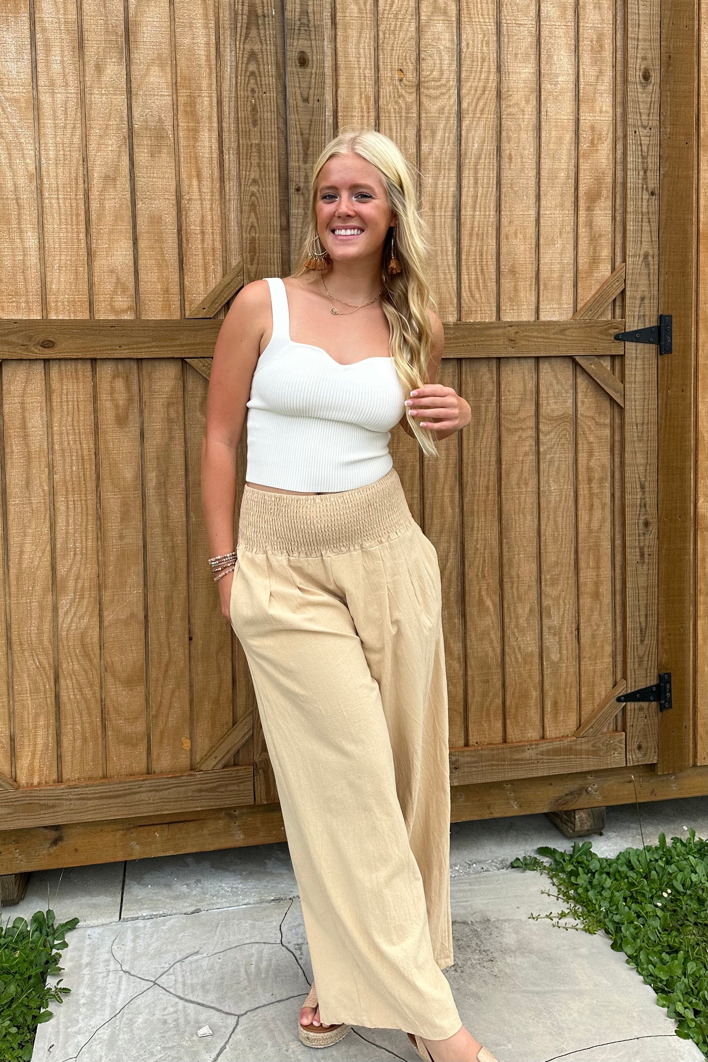 Khaki Palazzo Pants