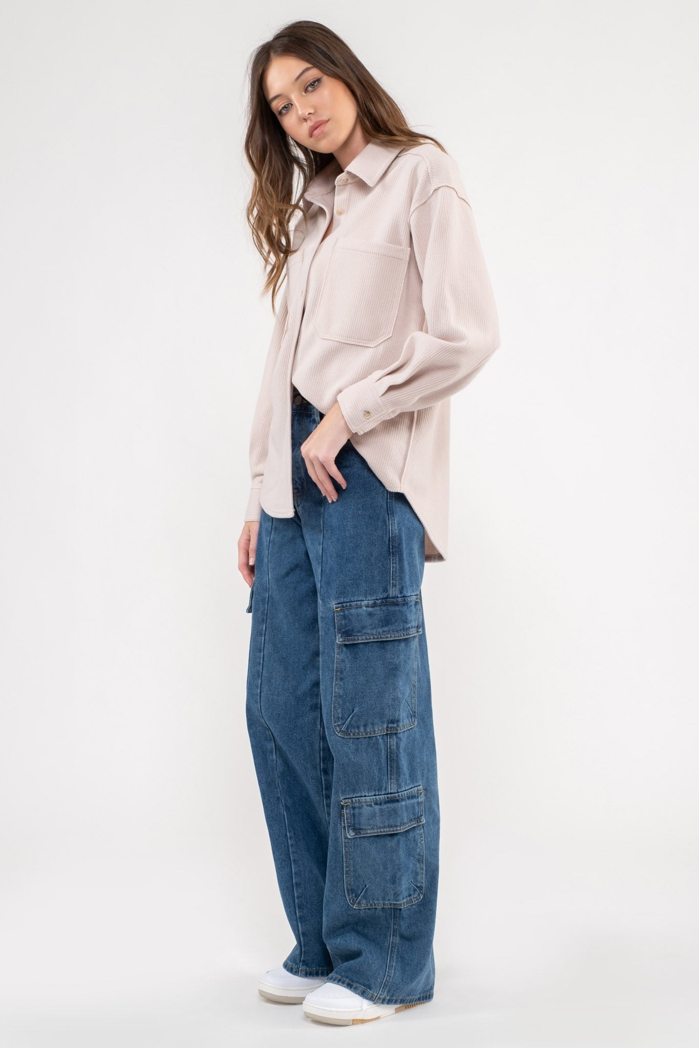Rib Knit Button-Up