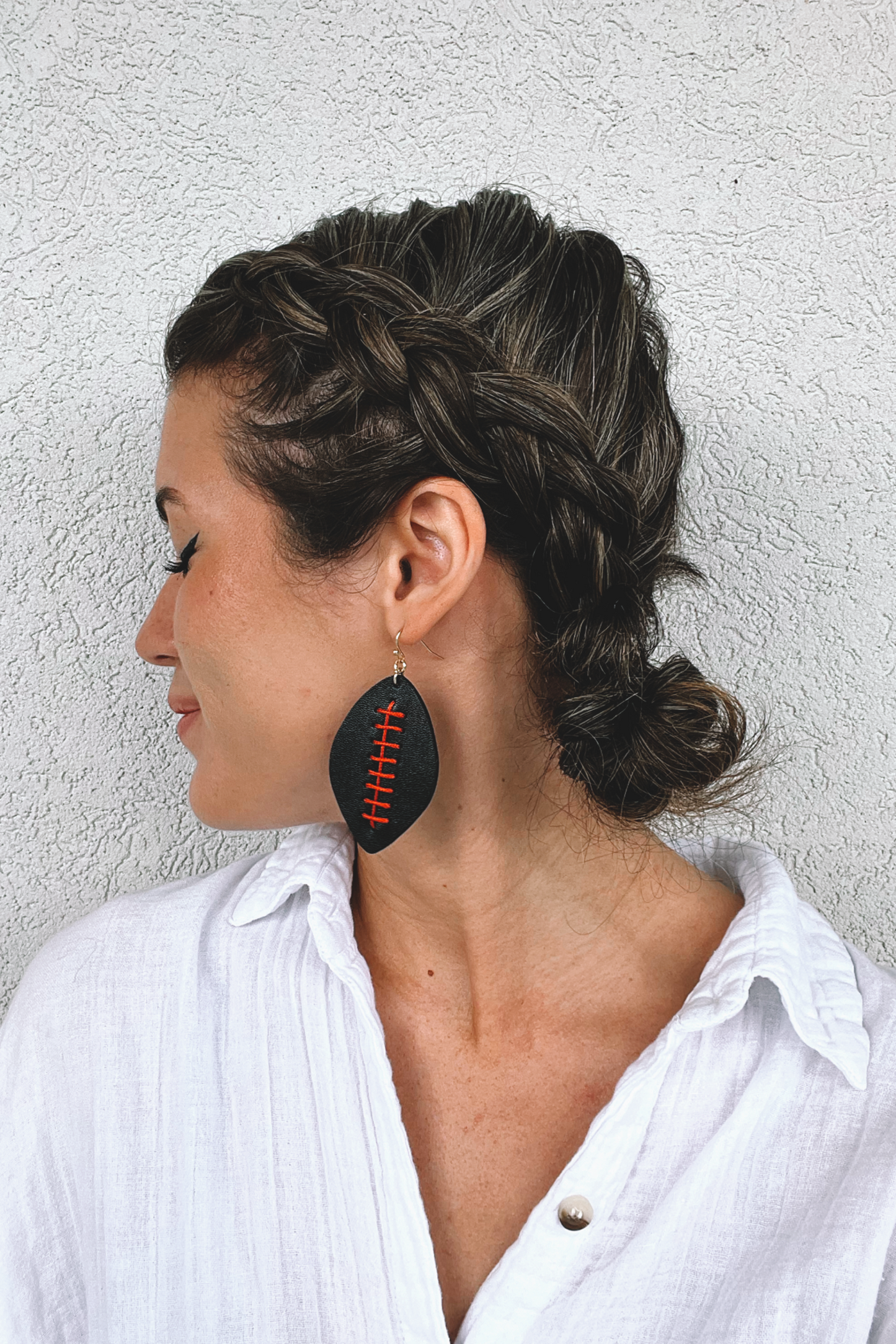 Leather Football Earrings