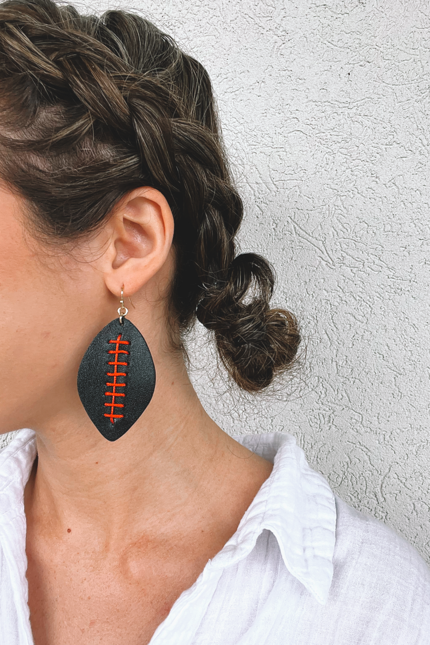 Leather Football Earrings