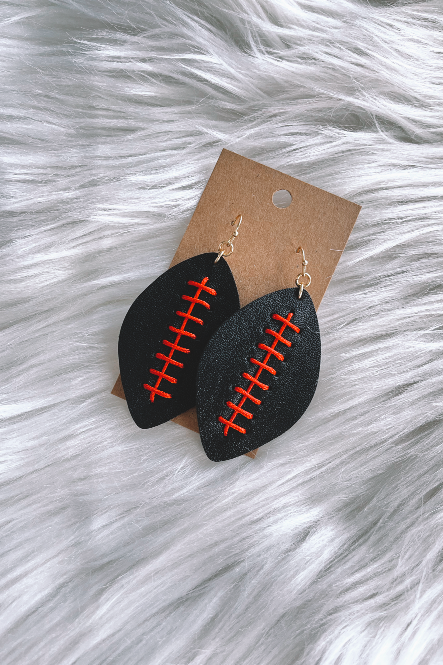 Leather Football Earrings