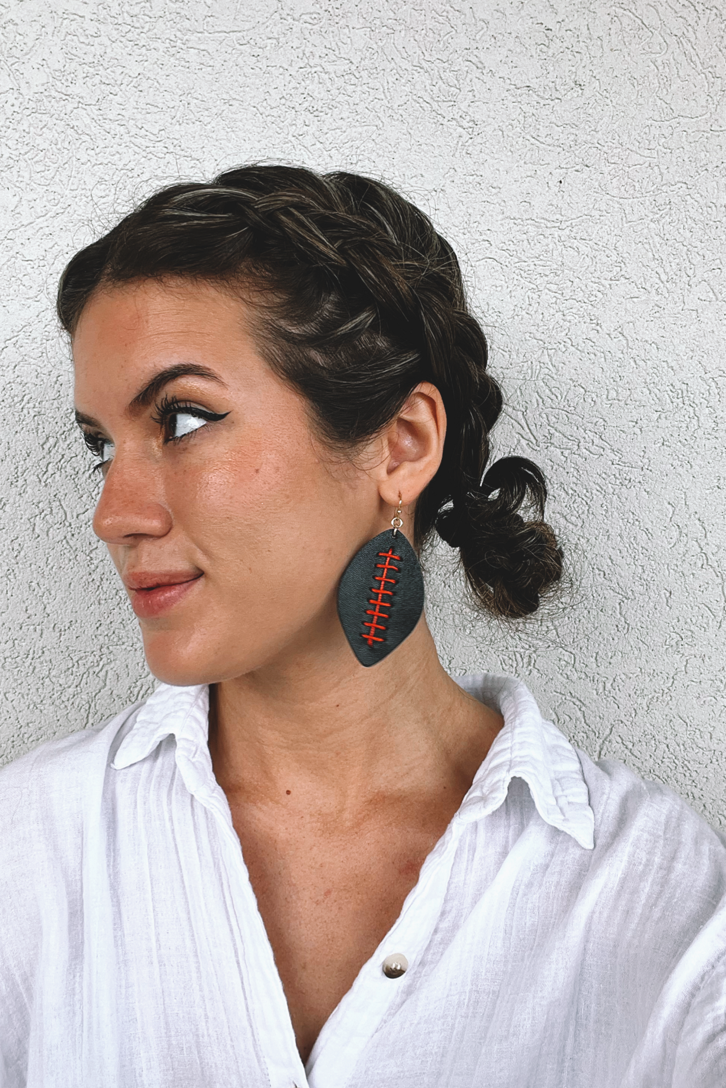 Leather Football Earrings