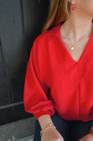 Valerie V-Neck Blouse - Boutique EllaPar