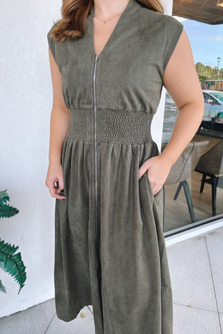 Olivia Suede Midi Dress