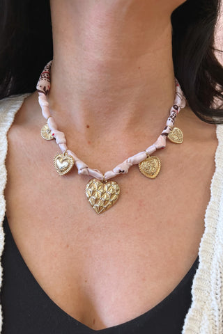 Lottie Heart Charm Scarf - Boutique EllaPar