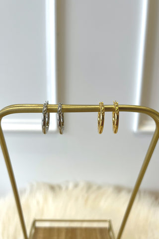 14K Pin Catch Hoops - Boutique EllaPar