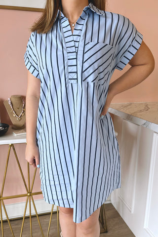 Sandy Striped Shift Dress - Boutique EllaPar