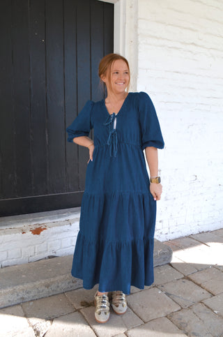 Della Denim Midi Dress - Boutique EllaPar