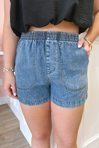 Carson Chambray Shorts - Boutique EllaPar