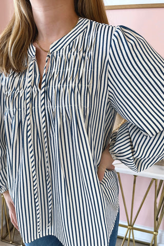 Malinda Striped Pintuck Top
