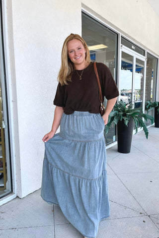 Darcy Tiered Denim Skirt