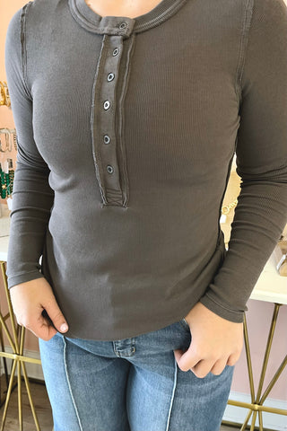 Pigment Dye Henley Top