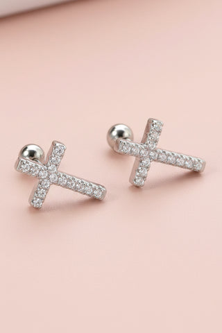 18K SS Cross Earrings - Boutique EllaPar