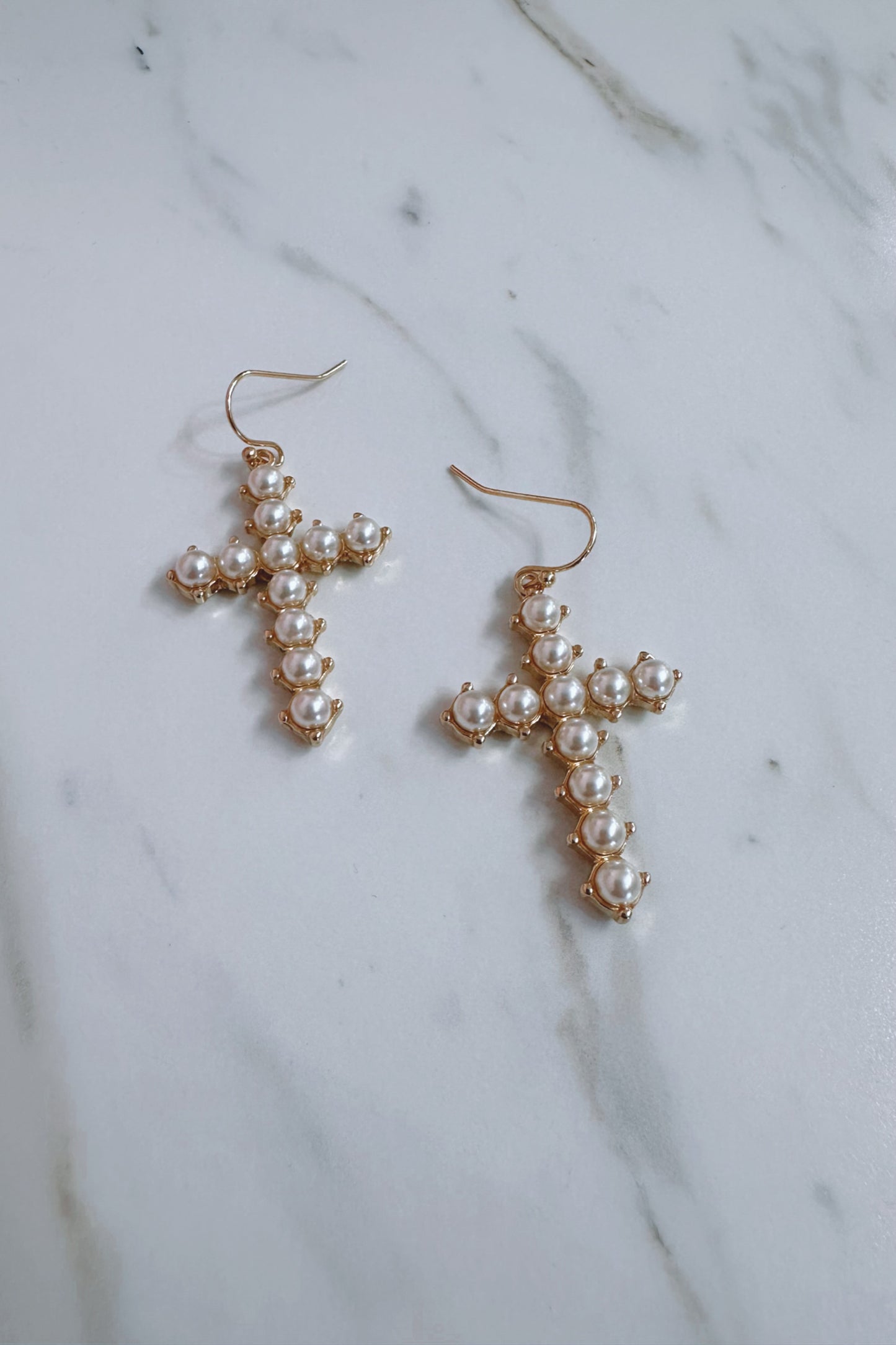 Pearl Cross Earrings