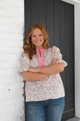 Ginny Smocked Sleeve Top - Boutique EllaPar