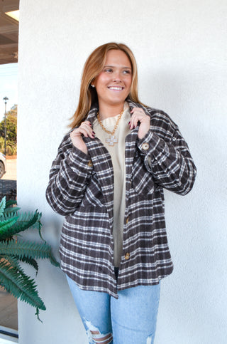 Cafe Collared Shacket - Boutique EllaPar