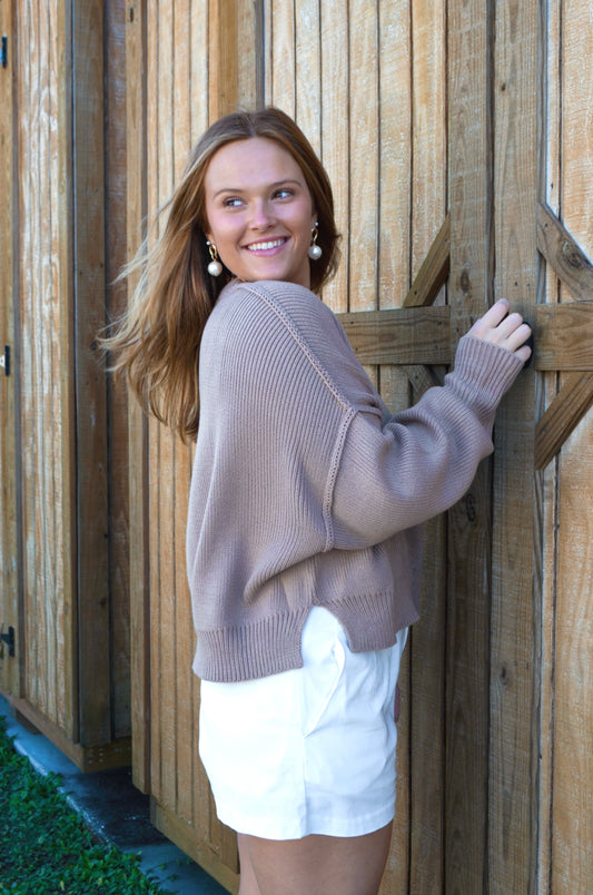 Latte Cropped Sweater