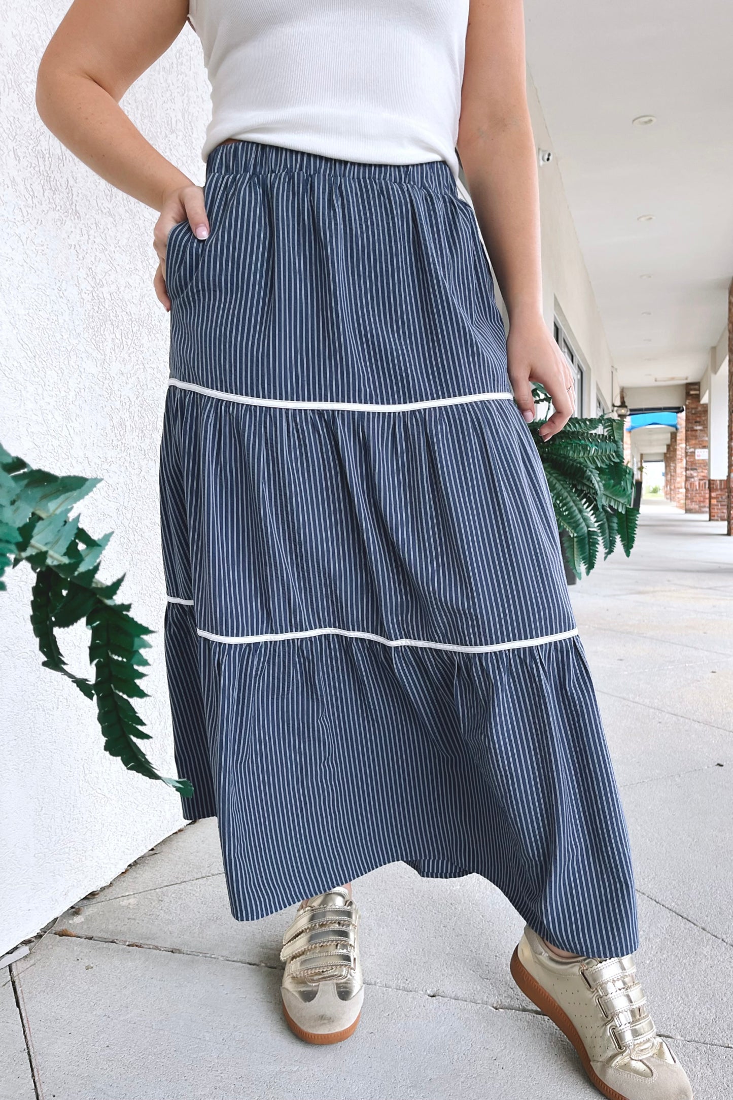 First Mate Striped Skirt - Boutique EllaPar