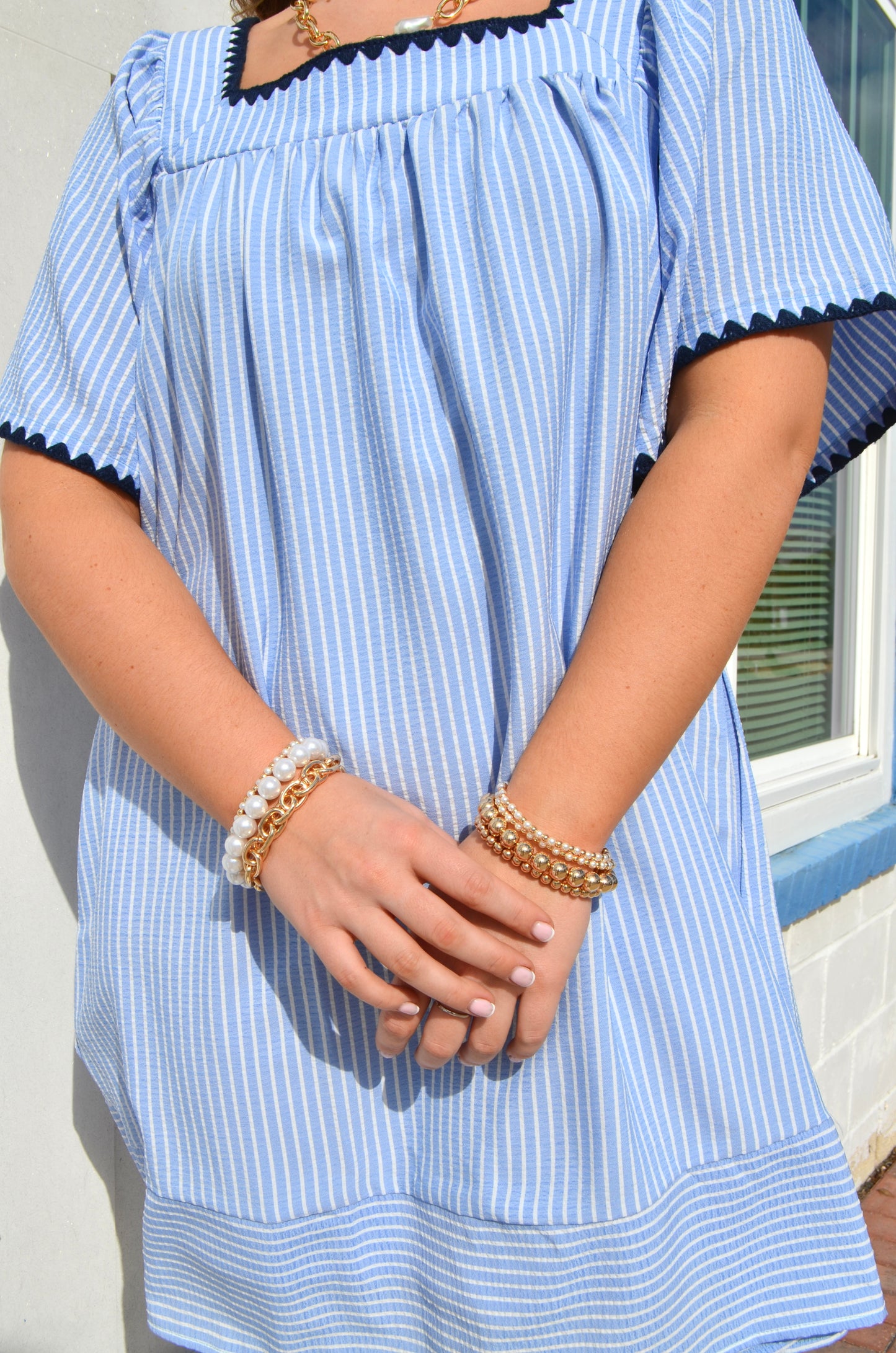 Sophia Striped Mini Dress - Boutique EllaPar