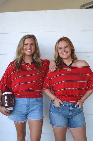 Game Day Striped Top - Boutique EllaPar