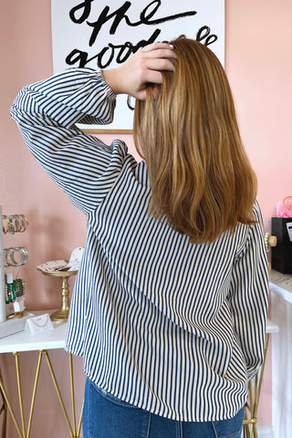 Malinda Striped Pintuck Top