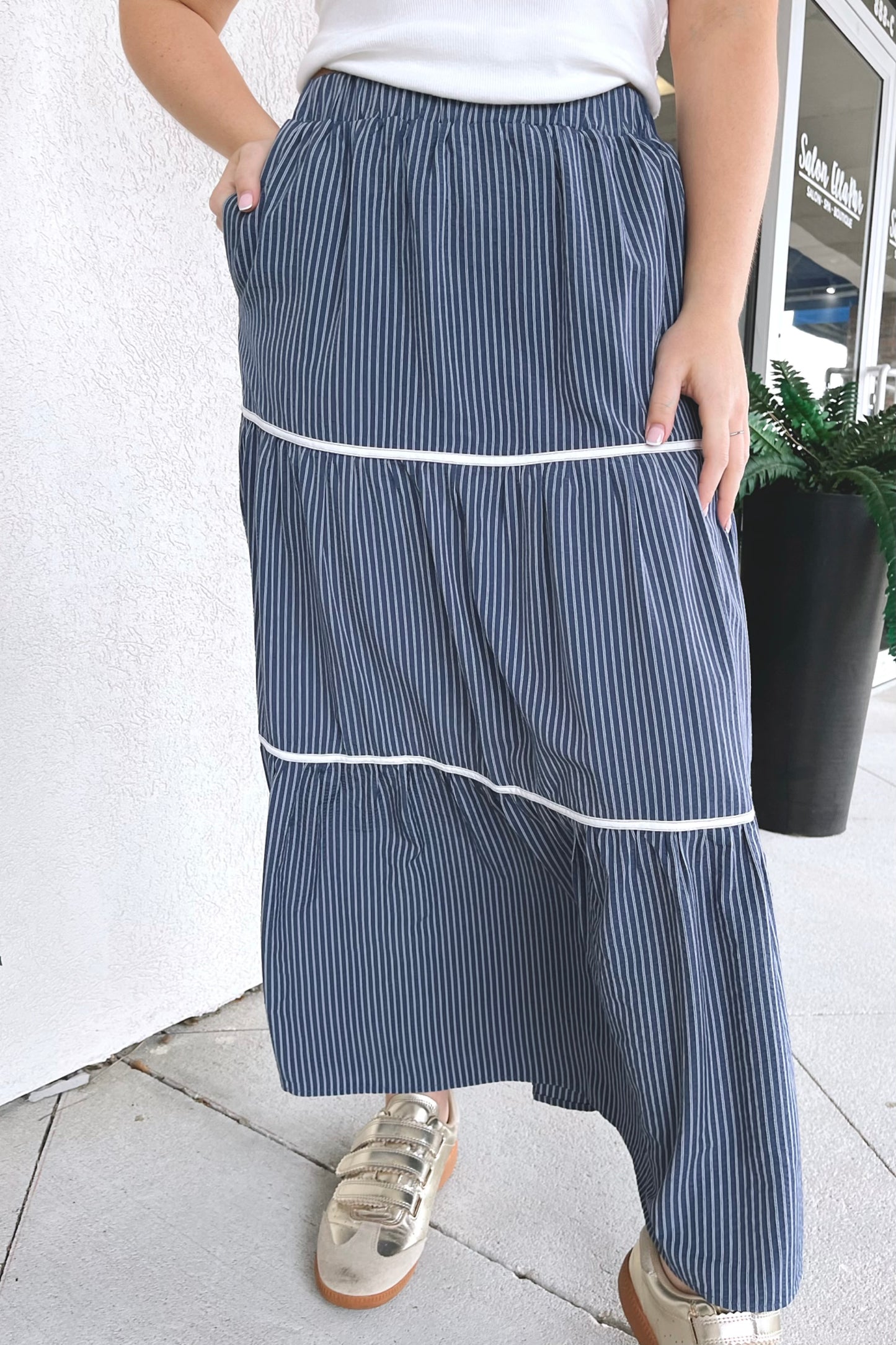 First Mate Striped Skirt - Boutique EllaPar