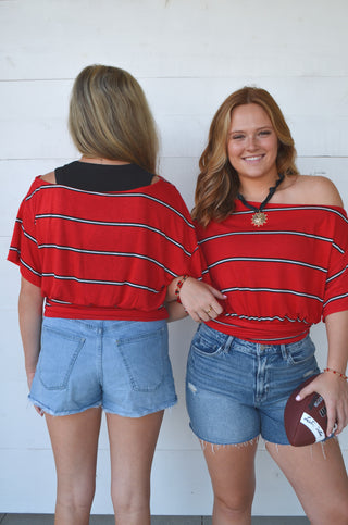 Game Day Striped Top - Boutique EllaPar