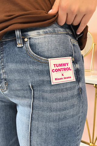 Pintuck Mid-Rise Jean
