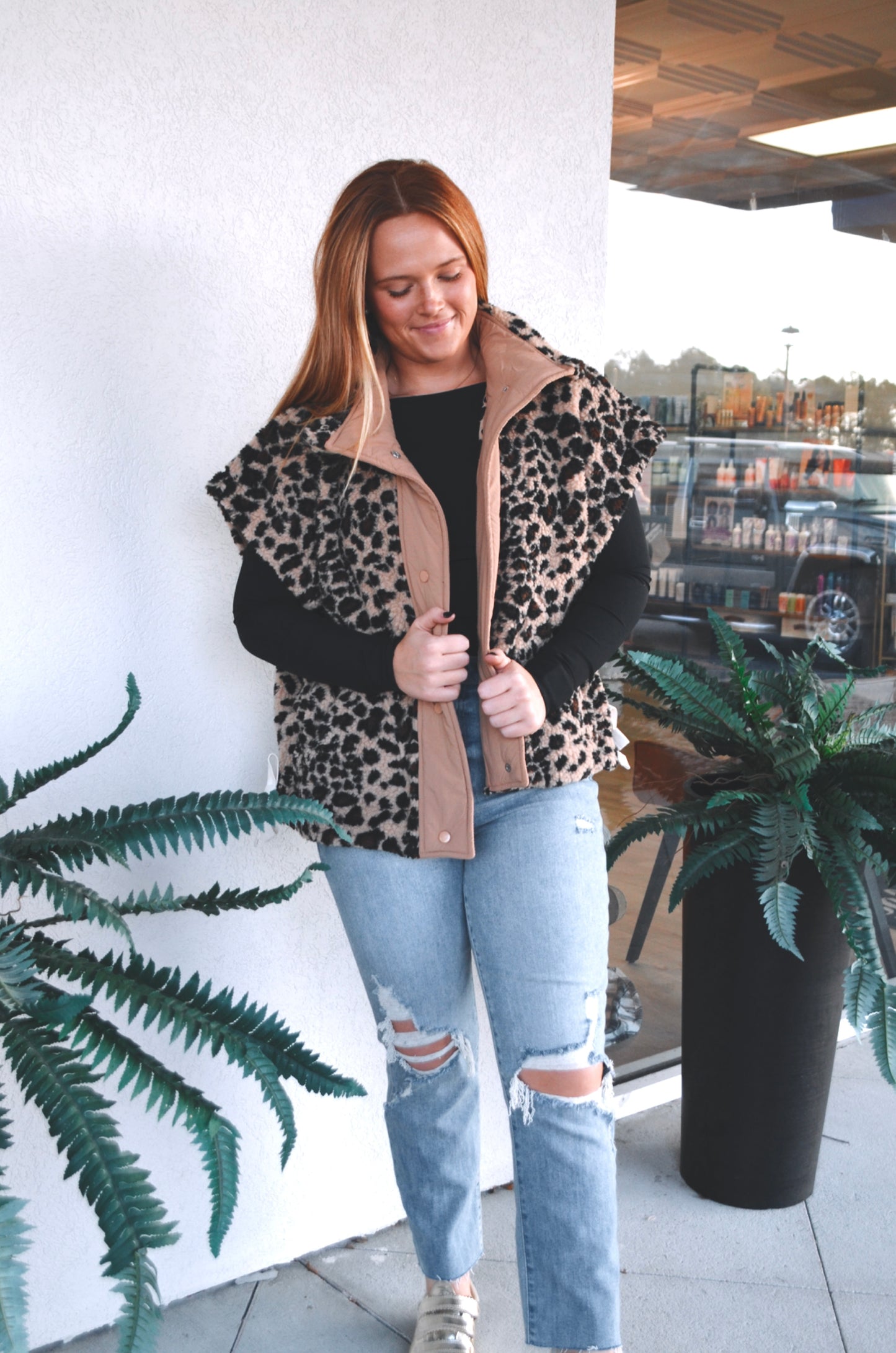 Londyn Leopard Sherpa Vest