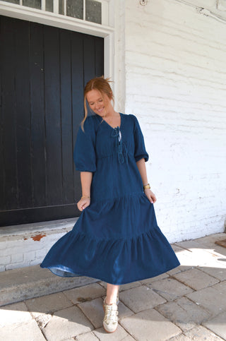 Della Denim Midi Dress - Boutique EllaPar