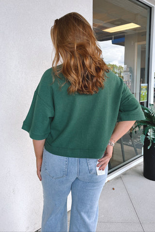 Joleen Waffle Trim Top - Boutique EllaPar
