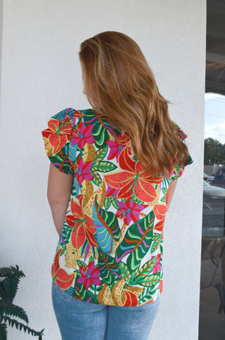 Josie Ruffle Sleeve Top - Boutique EllaPar