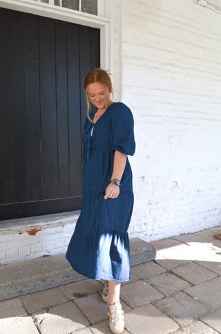 Della Denim Midi Dress - Boutique EllaPar