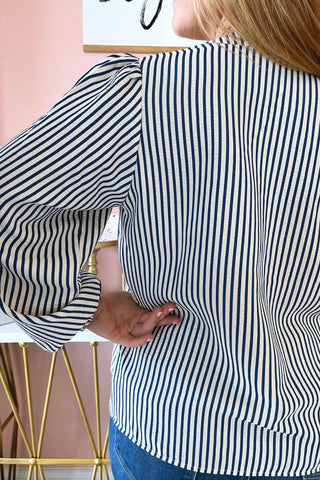 Malinda Striped Pintuck Top