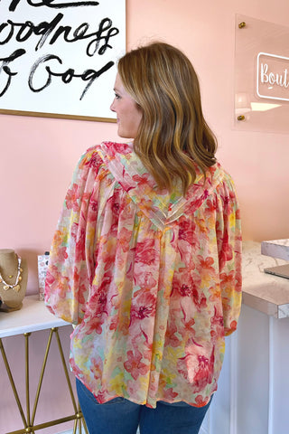 Sofia Watercolor Blouse - Boutique EllaPar