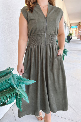 Olivia Suede Midi Dress