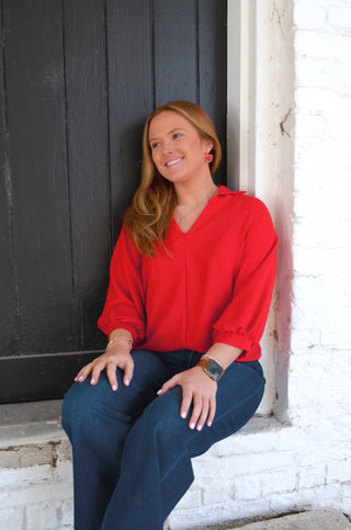 Valerie V-Neck Blouse - Boutique EllaPar