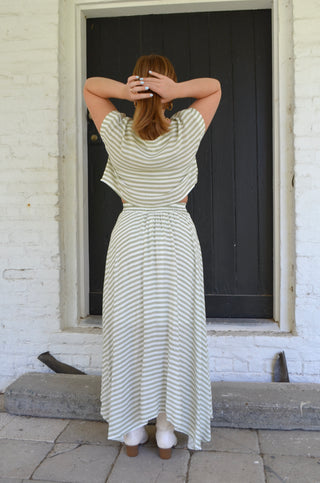 Sawyer Striped Midi Skirt - Boutique EllaPar