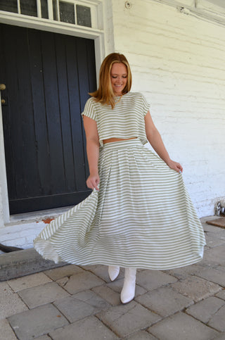 Sawyer Striped Midi Skirt - Boutique EllaPar