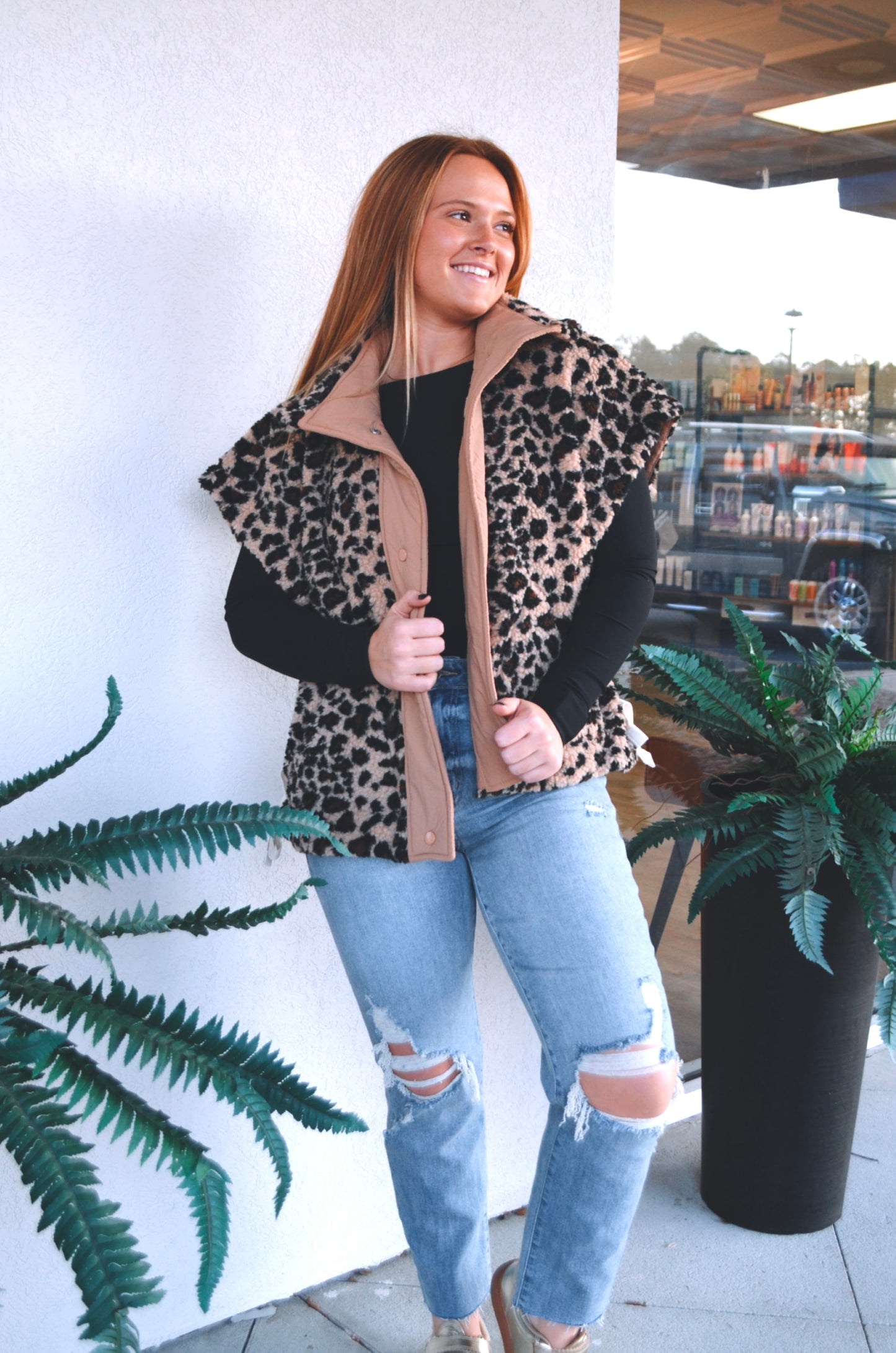 Londyn Leopard Sherpa Vest