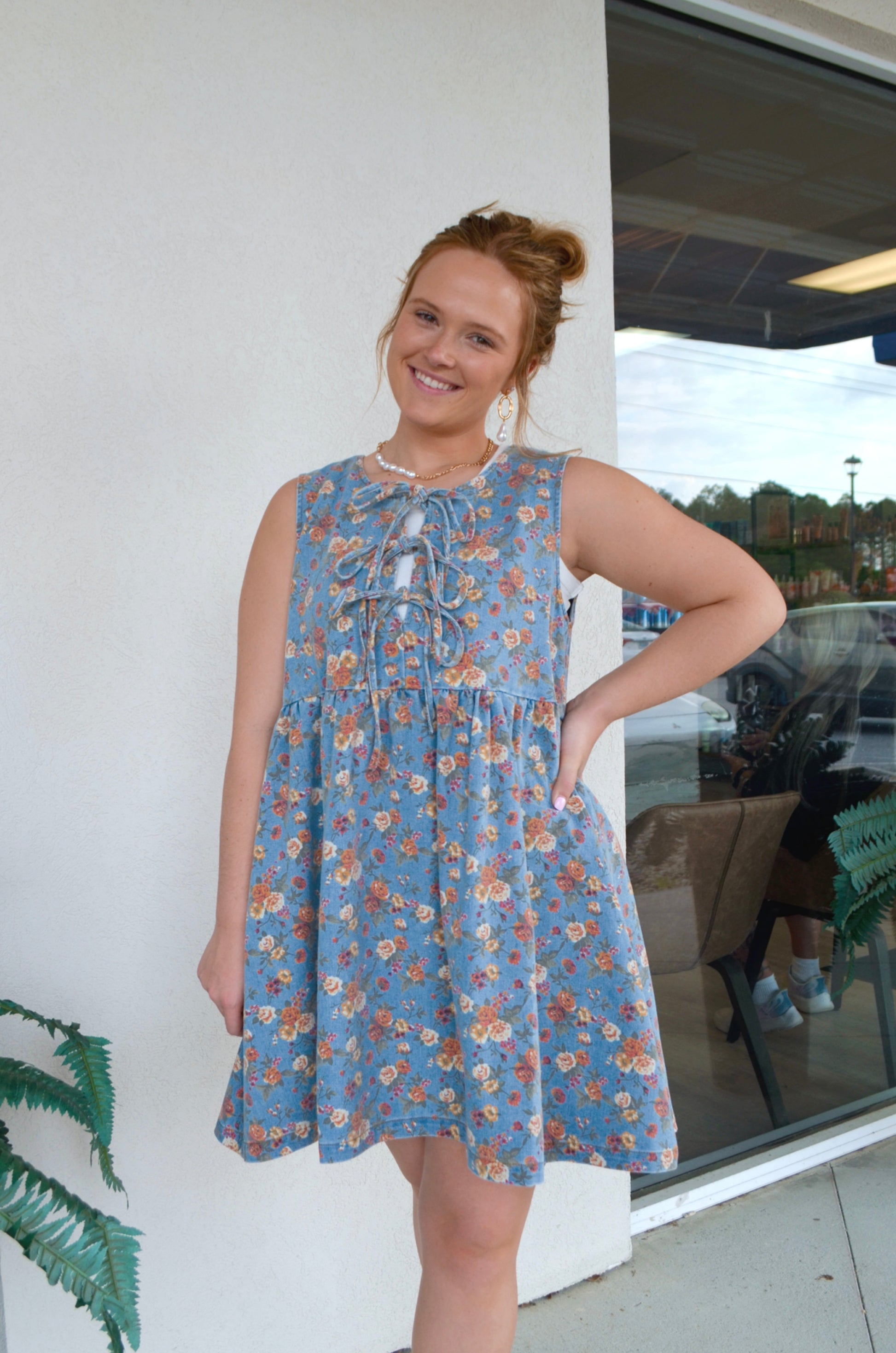 Eloise Denim Mini Dress - Boutique EllaPar