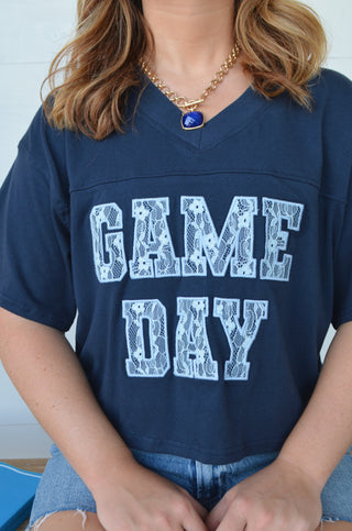 Lace Game Day Top - Boutique EllaPar