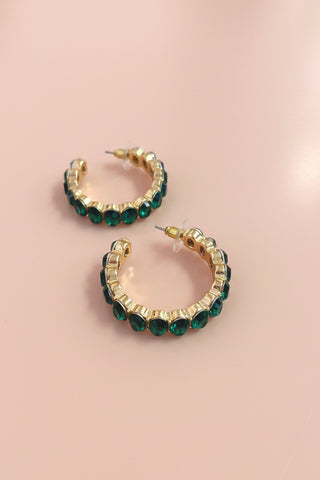 Emerald Glass Hoops - Boutique EllaPar