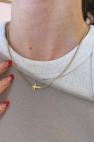 18K SS Cross Necklace