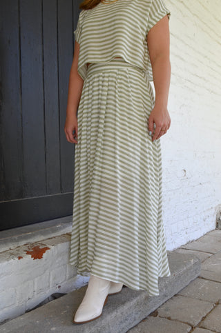 Sawyer Striped Midi Skirt - Boutique EllaPar