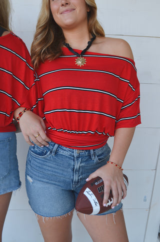 Game Day Striped Top - Boutique EllaPar